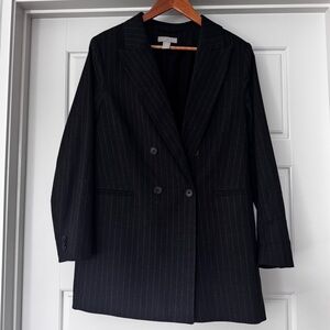 H&M Black Pinstripe Double-Breasted Blazer